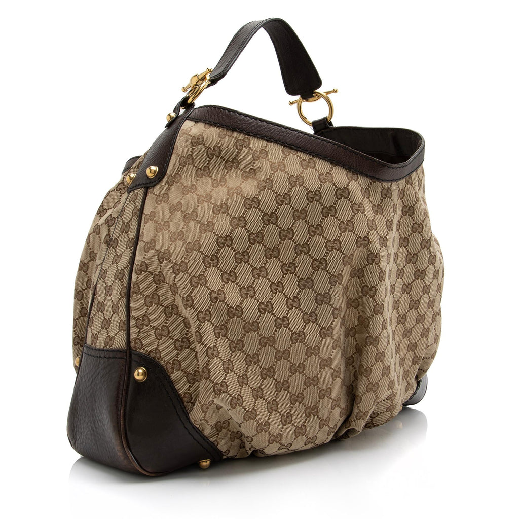 Gucci GG Canvas Jockey Large Hobo (SHF-23522)