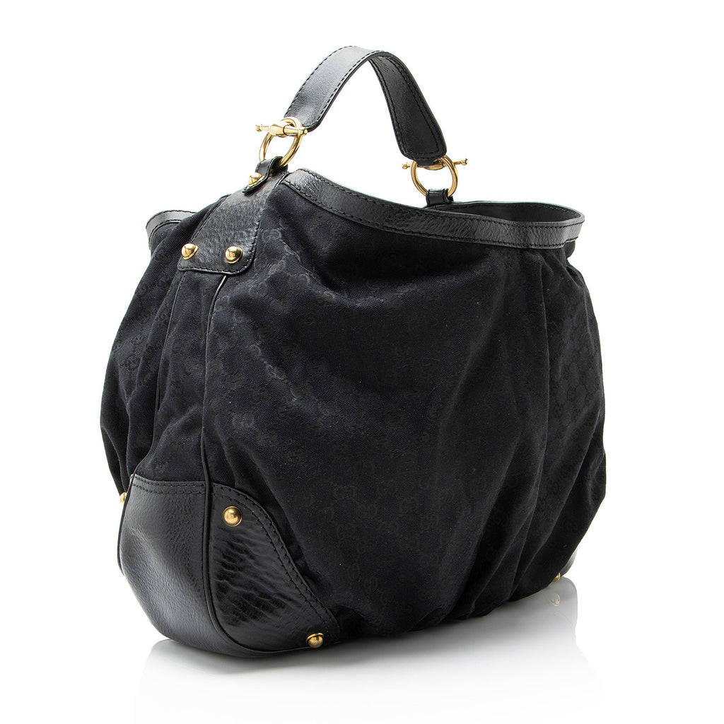 Gucci GG Canvas Jockey Large Hobo