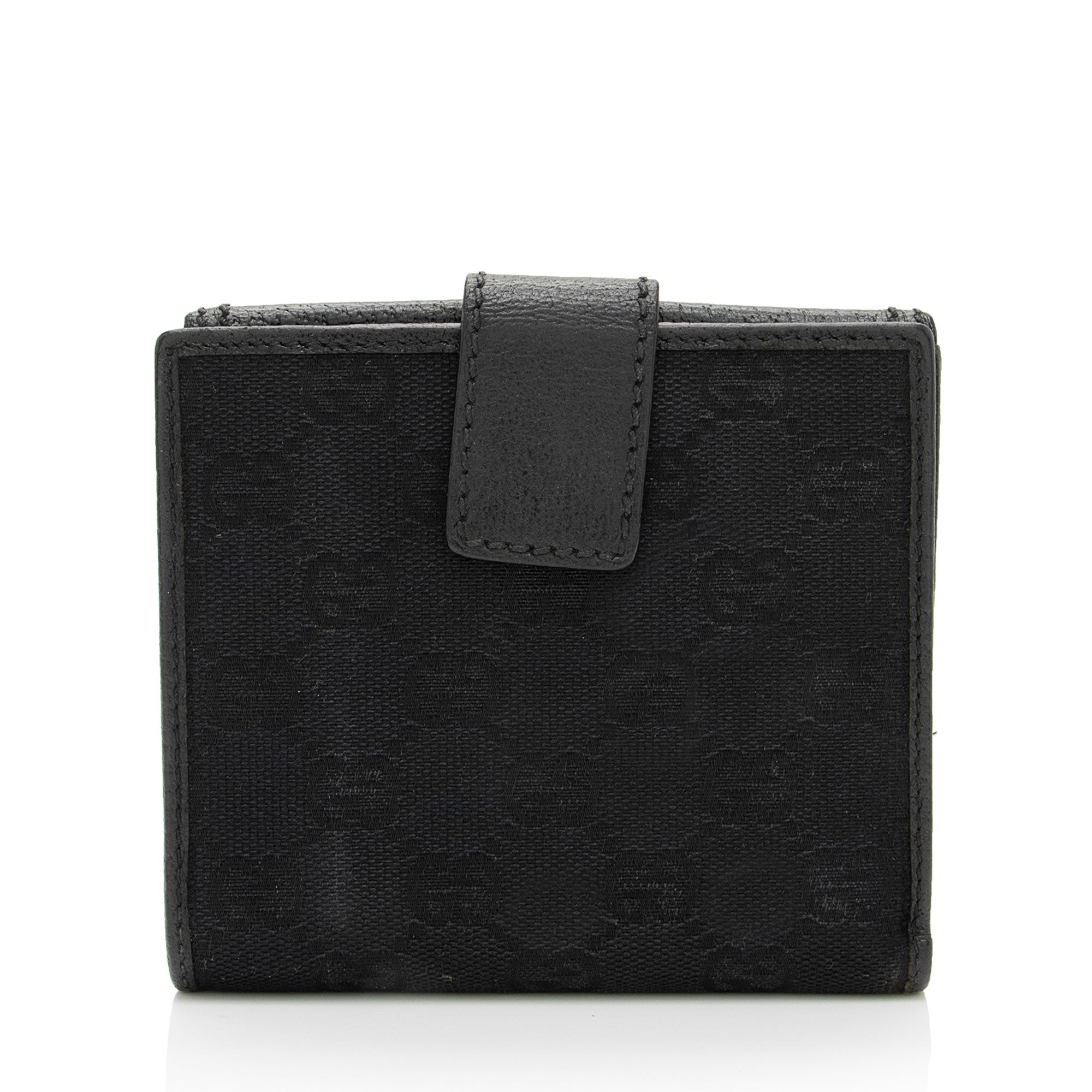Gucci GG Canvas Leather Bamboo French Wallet (SHF-HzlezQ)