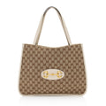 Gucci GG Canvas Leather Horsebit 1955 Tote (SHF-JmQOXy)