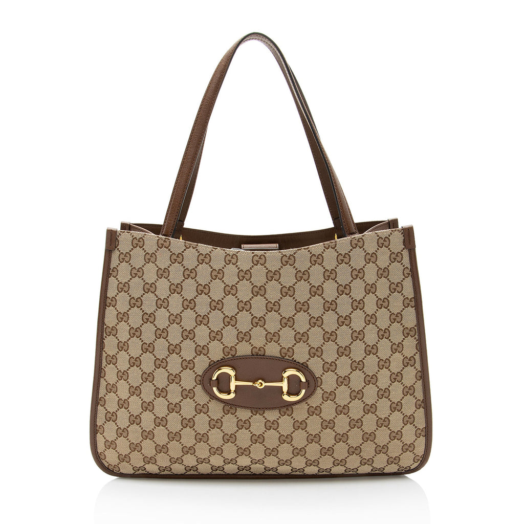 Gucci GG Canvas Leather Horsebit 1955 Tote