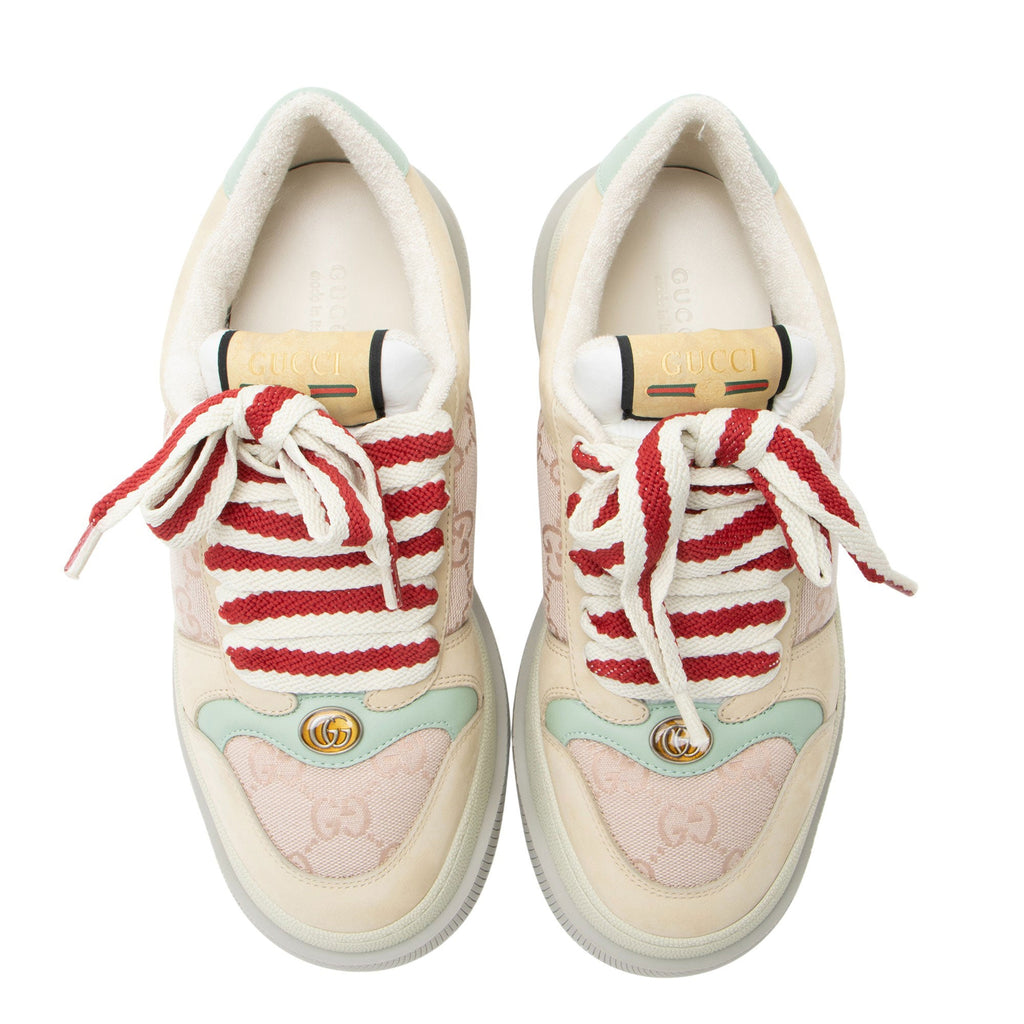 Gucci GG Canvas Leather Screener Sneakers - Size 8 / 38