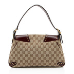 Gucci GG Canvas Leather Studded Horsebit Shoulder Bag