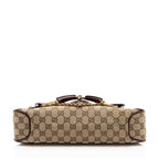 Gucci GG Canvas Leather Studded Horsebit Shoulder Bag