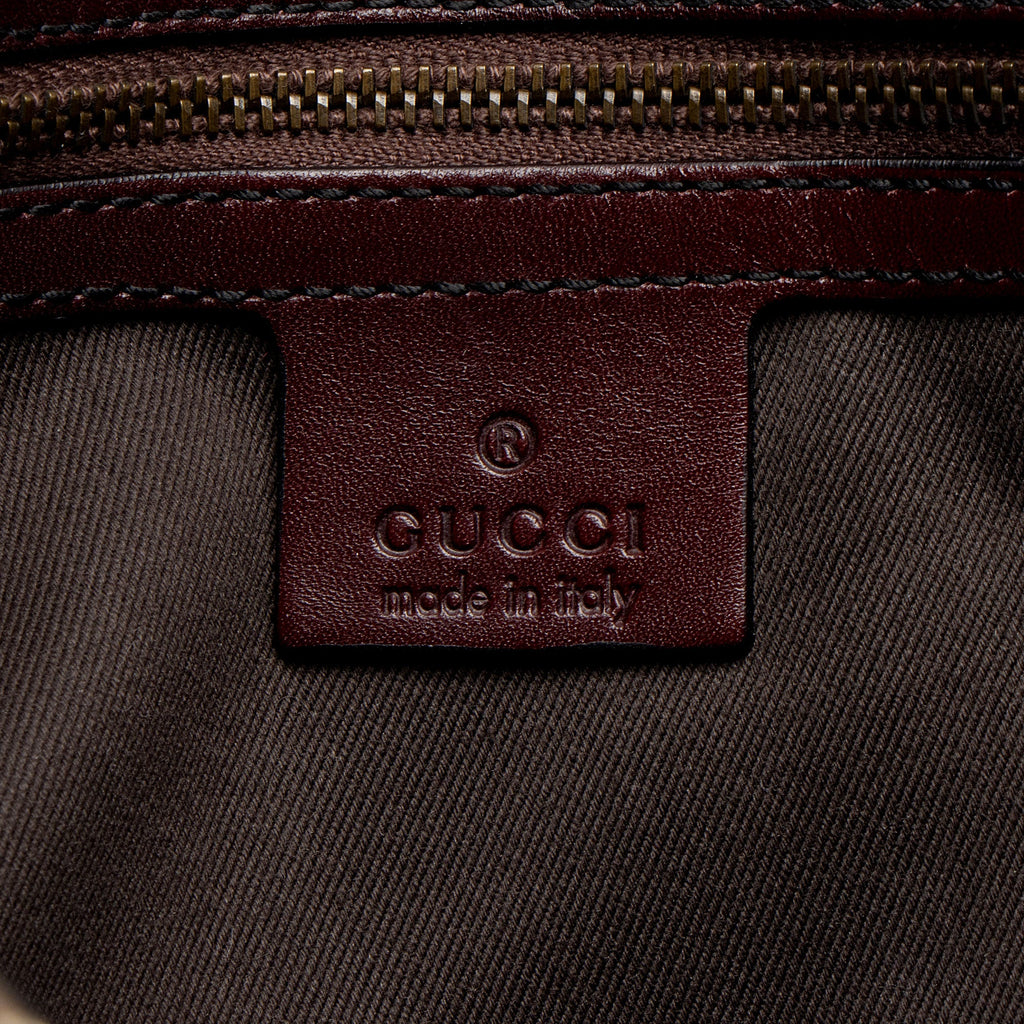 Gucci GG Canvas Leather Studded Horsebit Shoulder Bag