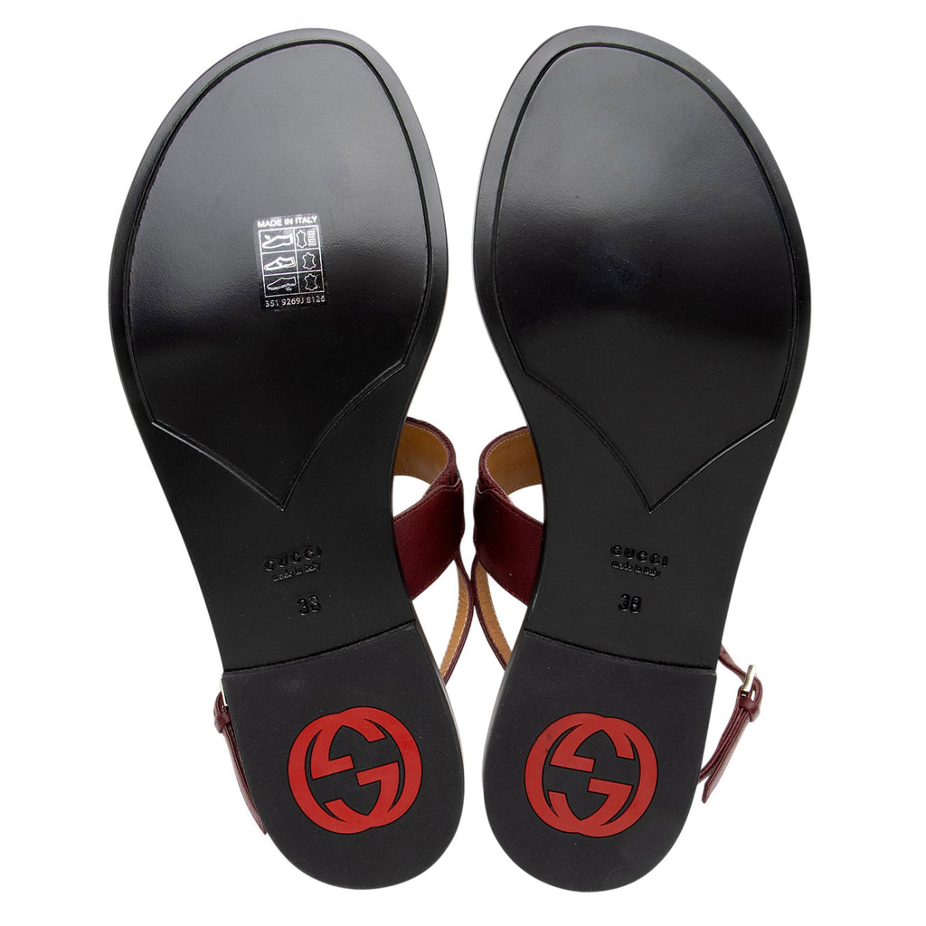 Gucci GG Canvas Malaga Kid Interlocking G Web T-Strap Sandals - Size 8 / 38