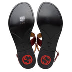 Gucci GG Canvas Malaga Kid Interlocking G Web T-Strap Sandals - Size 8 / 38