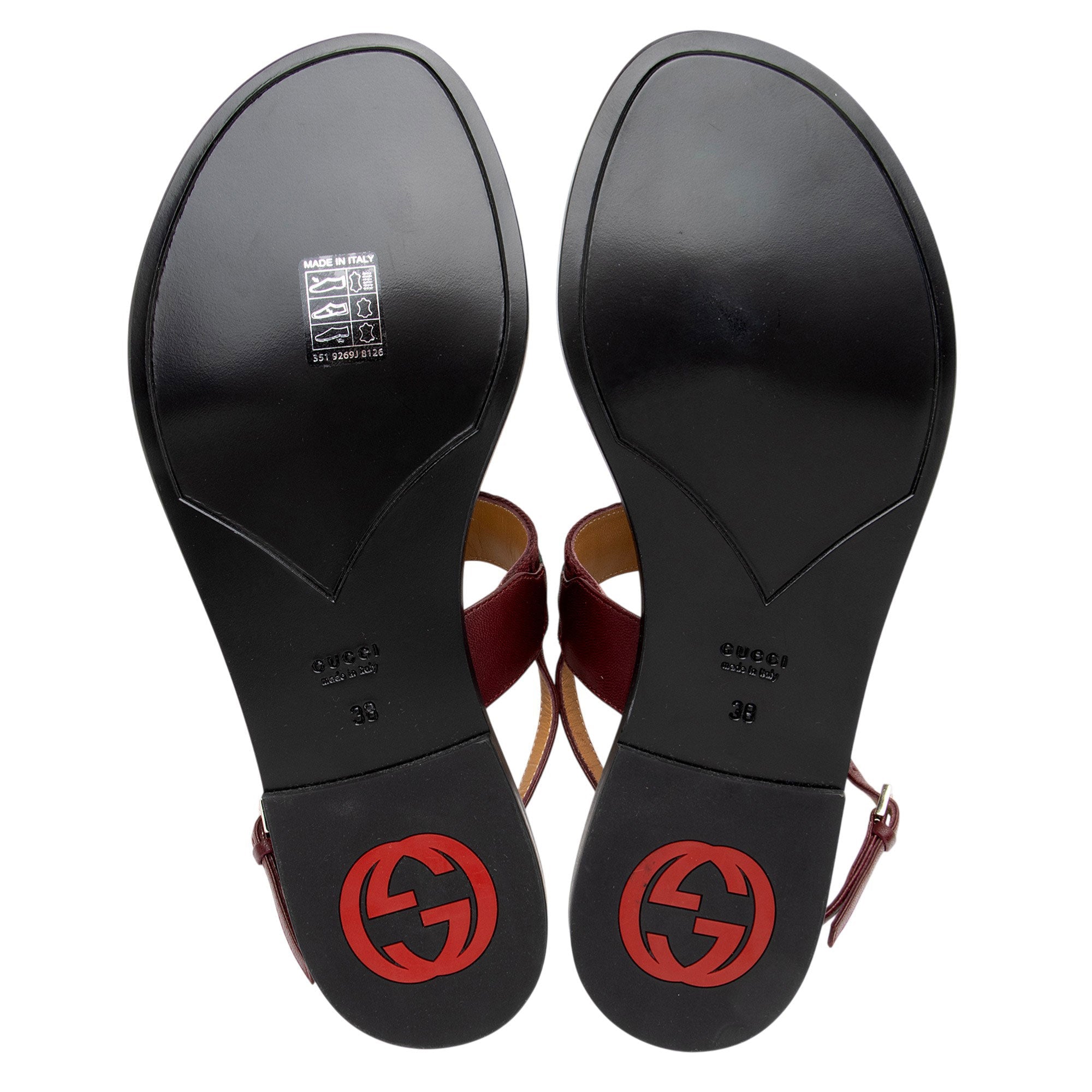 Gucci GG Canvas Malaga Kid Interlocking G Web T-Strap Sandals - Size 8 / 38