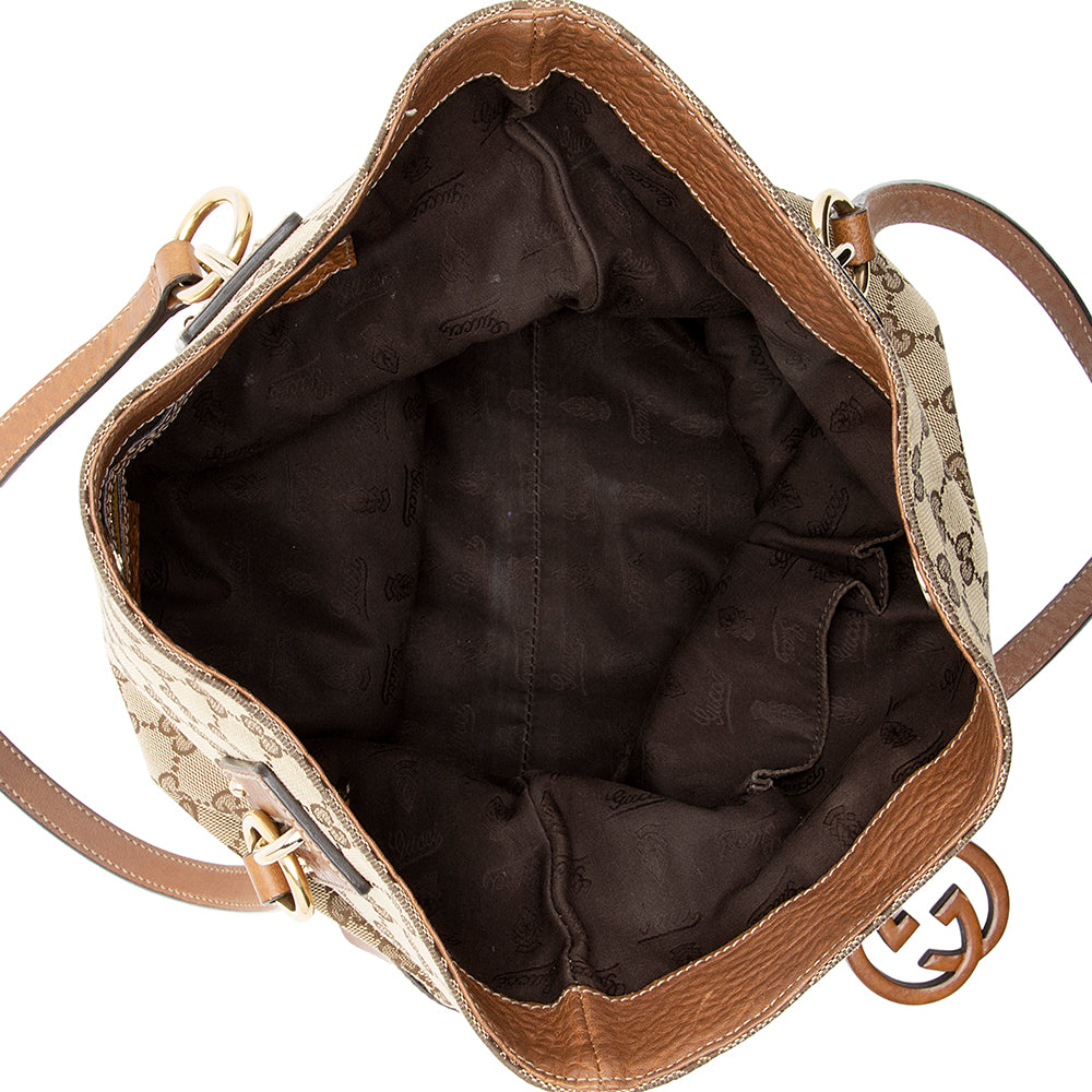 Gucci GG Canvas Medium Charm Tote - FINAL SALE (SHF-19339)