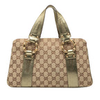 Gucci GG Canvas Metal Bamboo Handbag