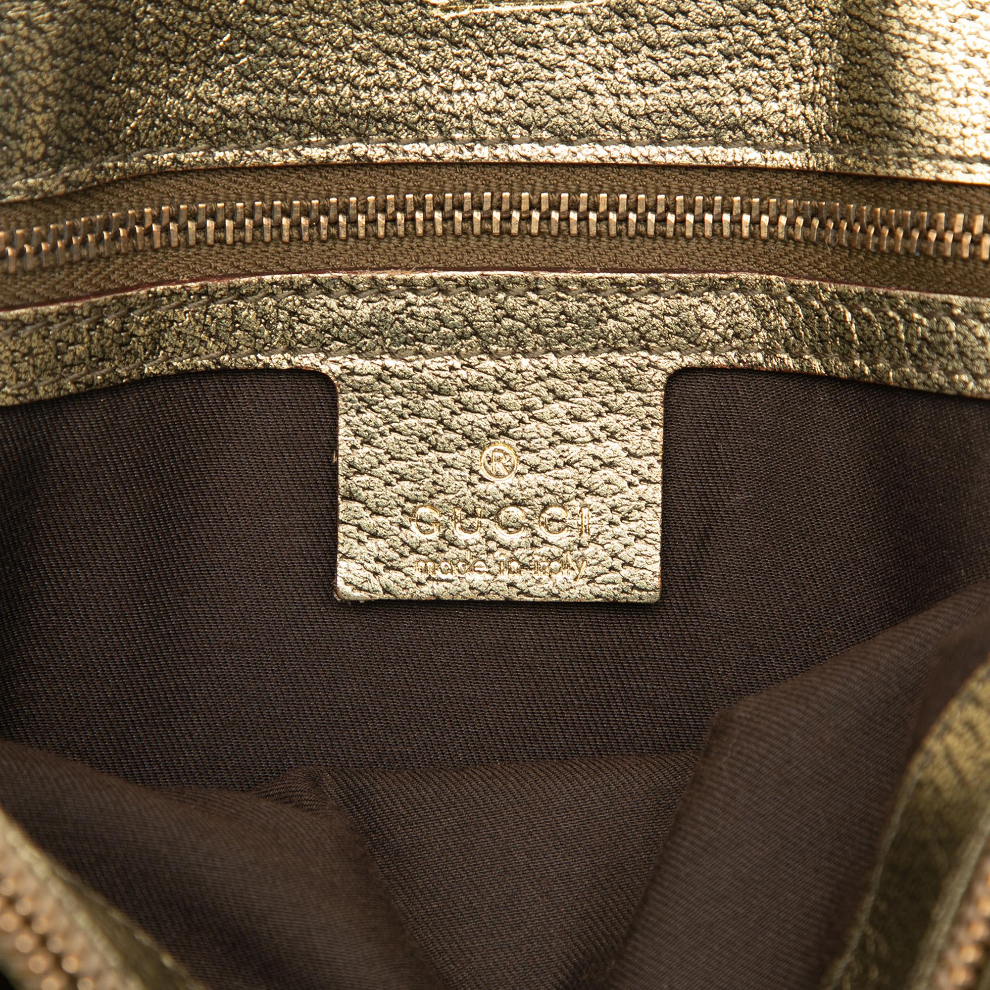 Gucci GG Canvas Metal Bamboo Handbag