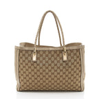 Gucci GG Canvas Metallic Leather Bella Medium Tote