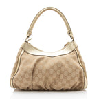 Gucci GG Canvas Metallic Leather D Ring Small Hobo (SHF-nI1P2Q)