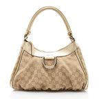 Gucci GG Canvas Metallic Leather D Ring Small Hobo (SHF-nI1P2Q)