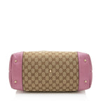 Gucci GG Canvas Metallic Leather Heart Bit Charm Medium Tote (SHF-5MJYxM)