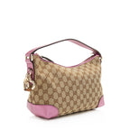 Gucci GG Canvas Metallic Leather Heart Bit Charm Small Hobo (SHF-23021)