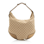 Gucci GG Canvas Metallic Leather Princy Large Hobo (SHF-23778)