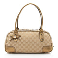 Gucci GG Canvas Metallic Leather Princy Medium Boston Bag (SHF-af8xb3)