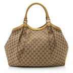 Gucci GG Canvas Metallic Leather Sukey Large Tote (SHF-22504)
