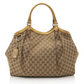 Gucci GG Canvas Metallic Leather Sukey Large Tote (SHF-22504)