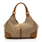 Gucci GG Canvas Nailhead Bardot Large Shoulder Bag (SHF-FHIG8i)