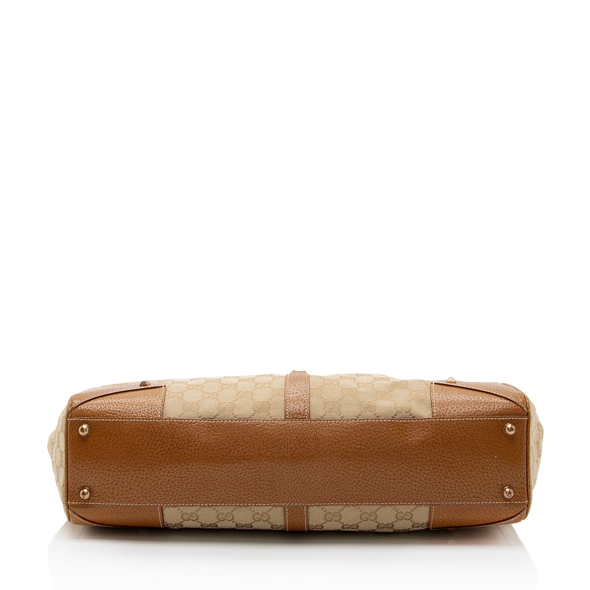 Gucci GG Canvas Nailhead Bardot Large Shoulder Bag (SHF-FHIG8i)