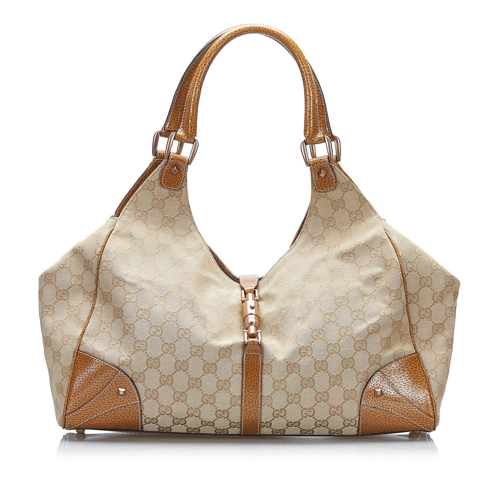 Gucci GG Canvas Nailhead Jackie Bardot (SHG-Lt4rqL)