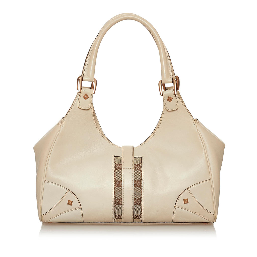Gucci GG Canvas Nailhead Jackie Shoulder Bag (SHG-28382)
