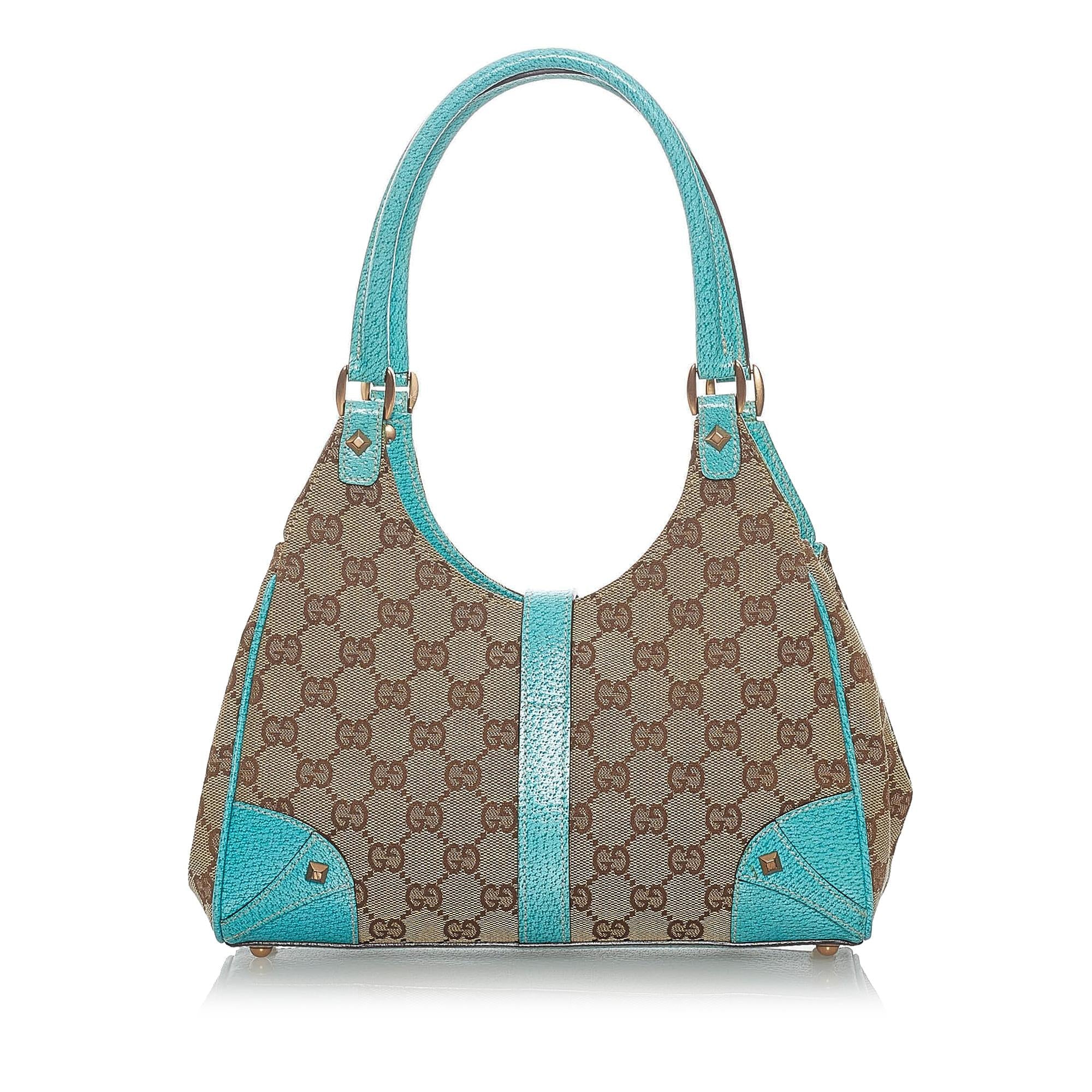 Gucci GG Canvas Nailhead Jackie Shoulder Bag (SHG-32595)