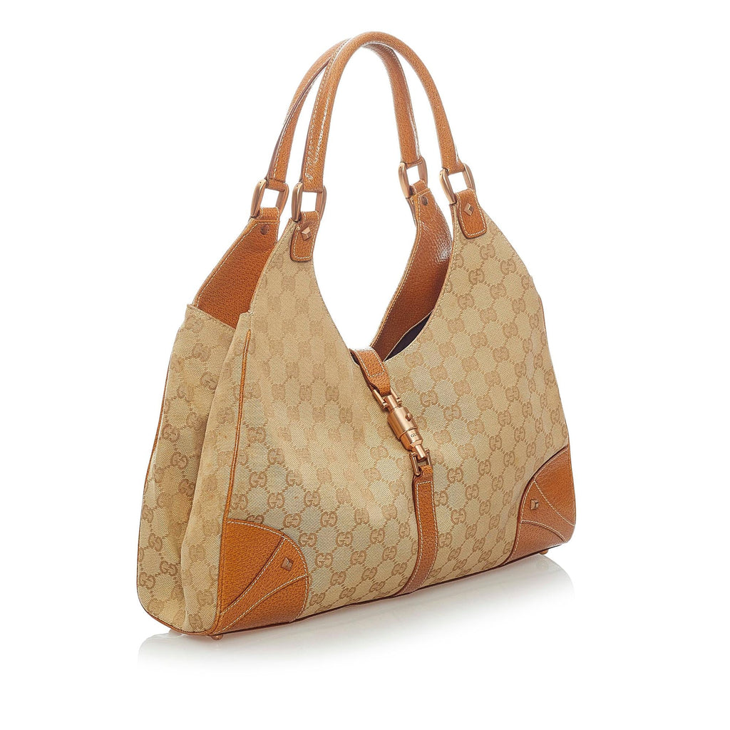 Gucci GG Canvas Nailhead Jackie Shoulder Bag (SHG-33236)