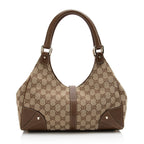 Gucci GG Canvas Nailhead Medium Bardot Shoulder Bag (SHF-21614)