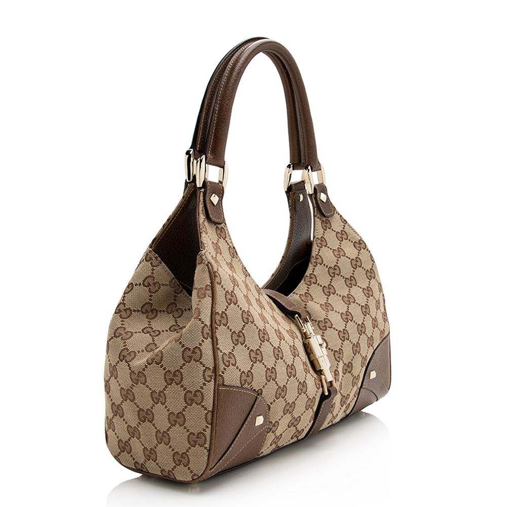 Gucci GG Canvas Nailhead Medium Bardot Shoulder Bag (SHF-21614)