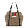 Gucci GG Canvas New Ladies Web Small Tote (SHF-eiujZp)