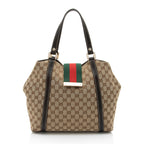 Gucci GG Canvas New Ladies Web Small Tote (SHF-eiujZp)