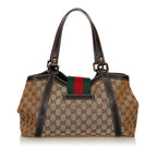 Gucci GG Canvas New Ladies Web Tote Bag (SHG-29665)