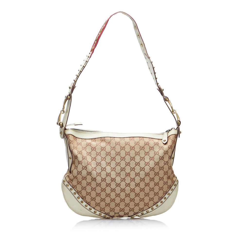 Gucci GG Canvas Pelham Studded Hobo Bag (SHG-vlHJxE)