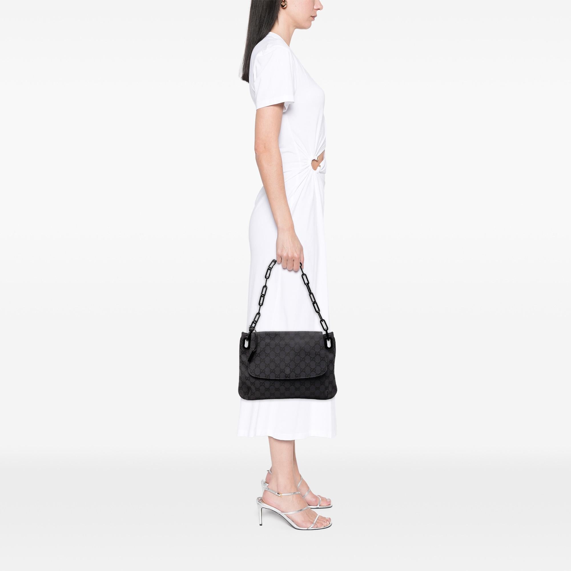 Gucci GG Canvas Resin Chain Flap Shoulder Bag