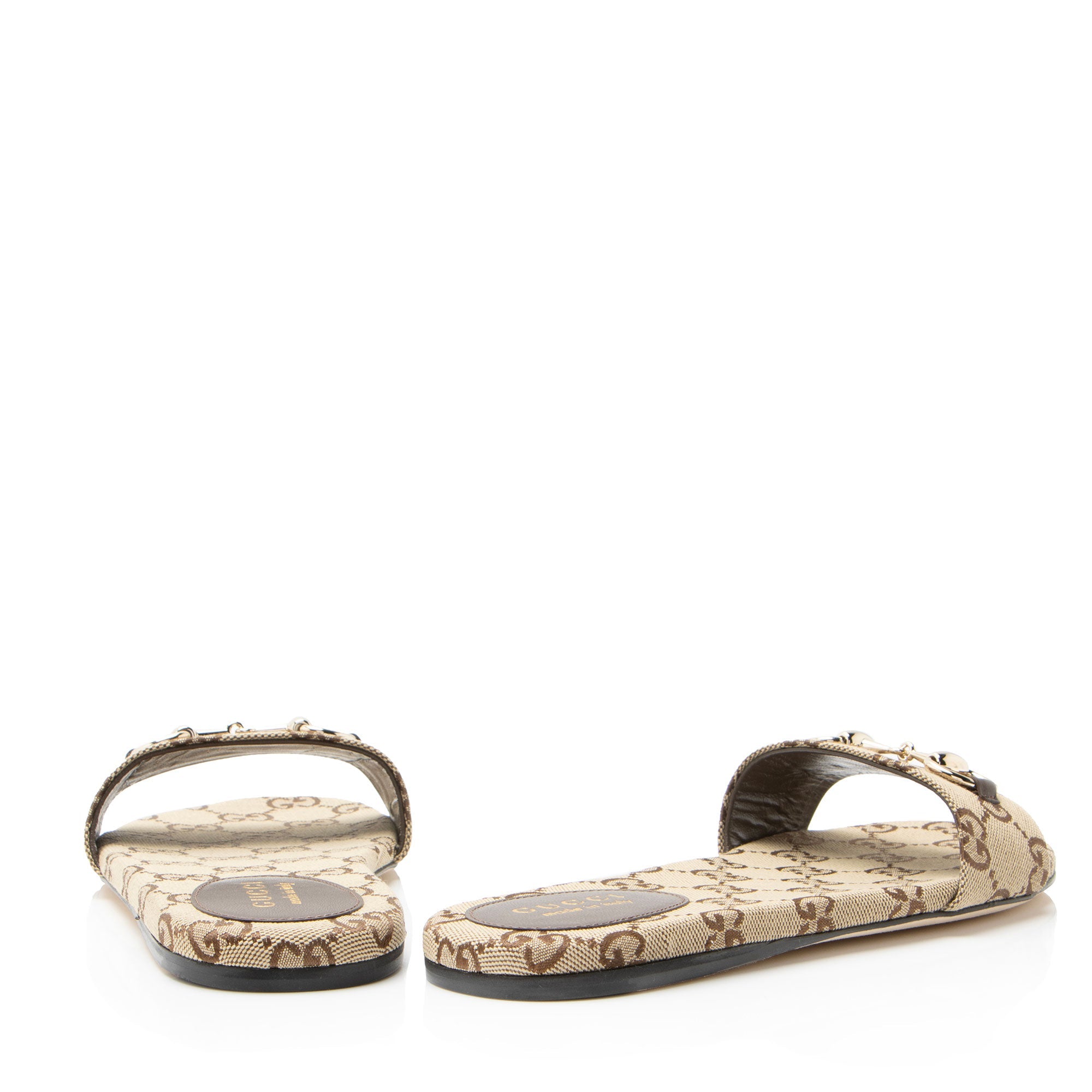 Gucci GG Canvas Horsebit Siaga Slides - Size 8 / 38