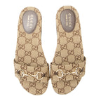 Gucci GG Canvas Horsebit Siaga Slides - Size 8 / 38