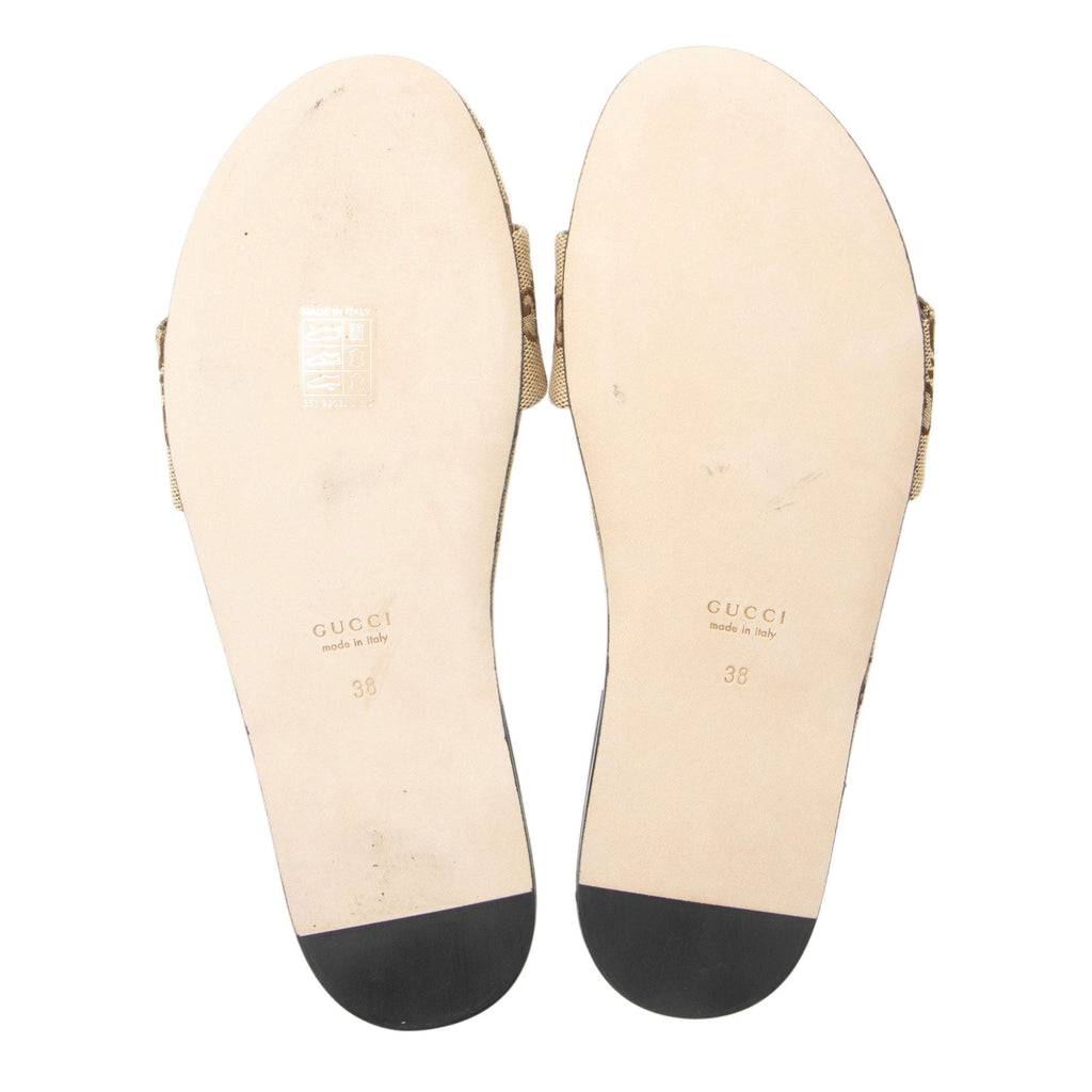 Gucci GG Canvas Horsebit Siaga Slides - Size 8 / 38