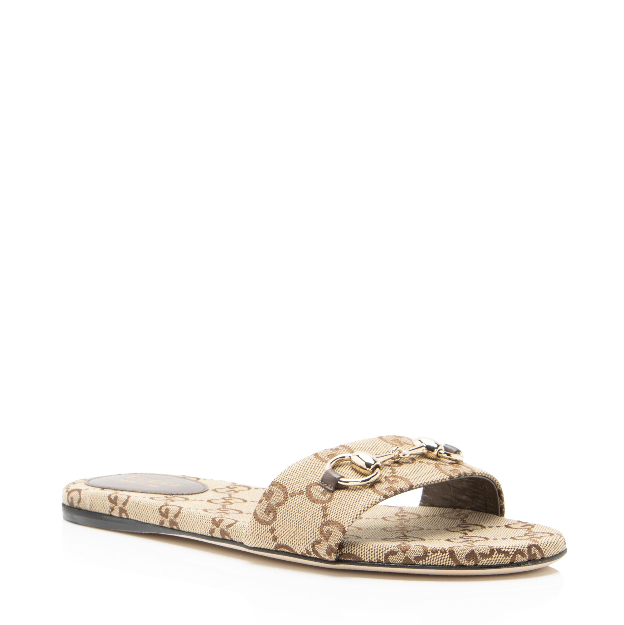 Gucci GG Canvas Horsebit Siaga Slides - Size 8 / 38