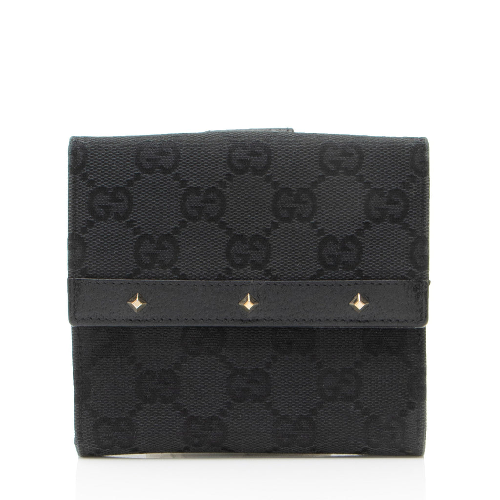 Gucci GG Canvas Studded French Wallet