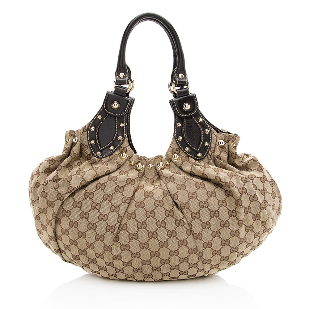 Gucci GG Canvas Studded Pelham Small Shoulder Bag (SHF-19024)