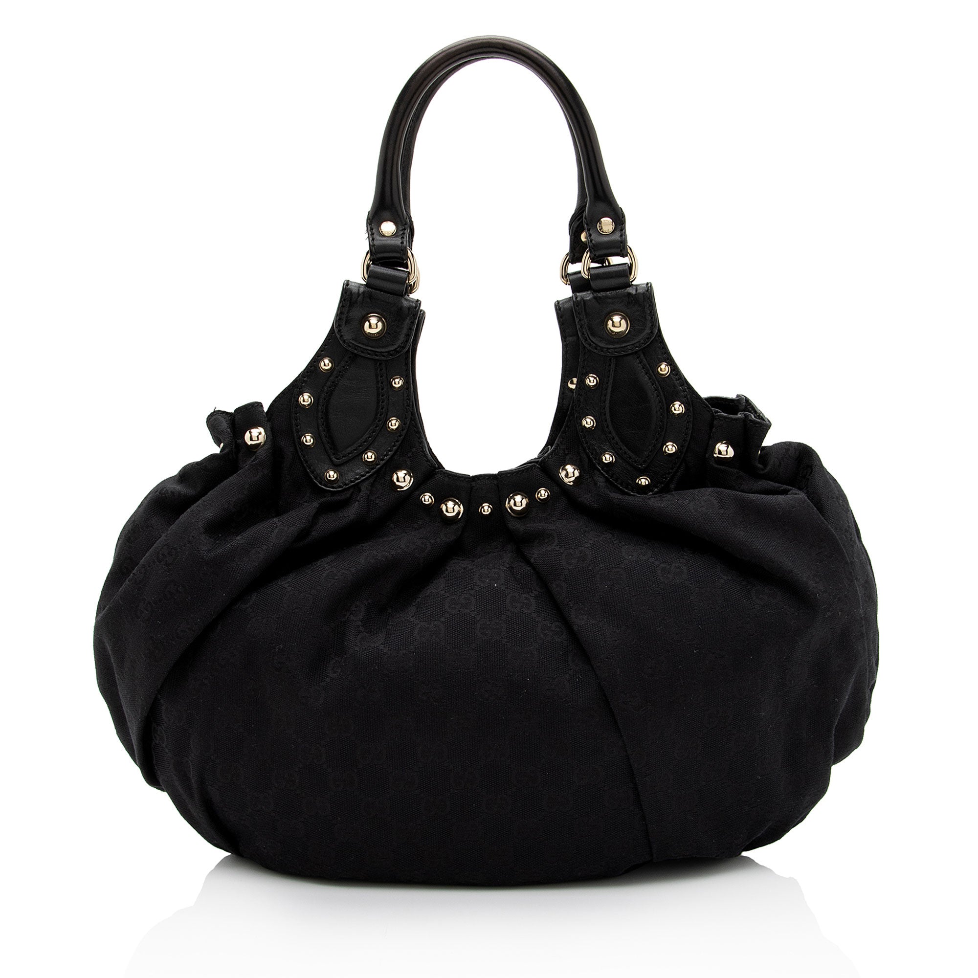 Gucci GG Canvas Studded Pelham Small Shoulder Bag (SHF-0I65Ea)