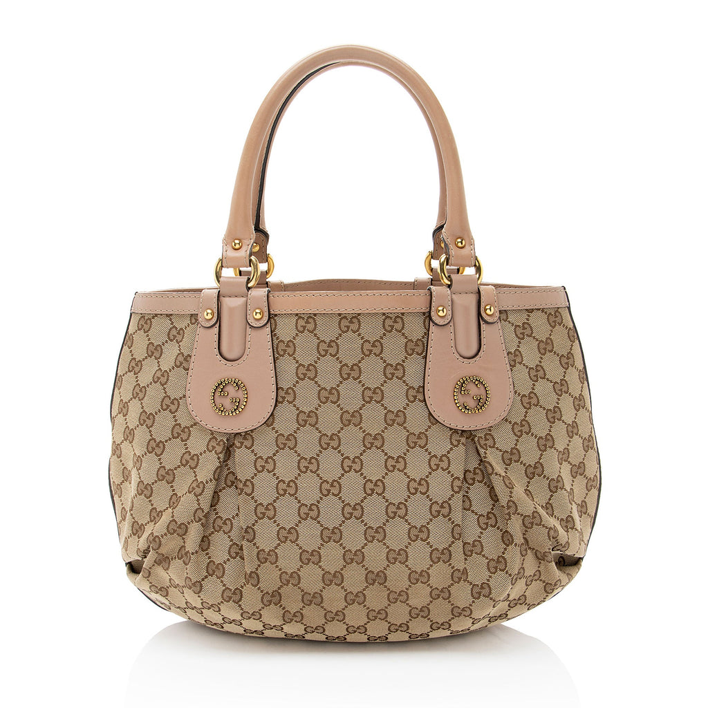 Gucci GG Canvas Studded Scarlett Medium Tote