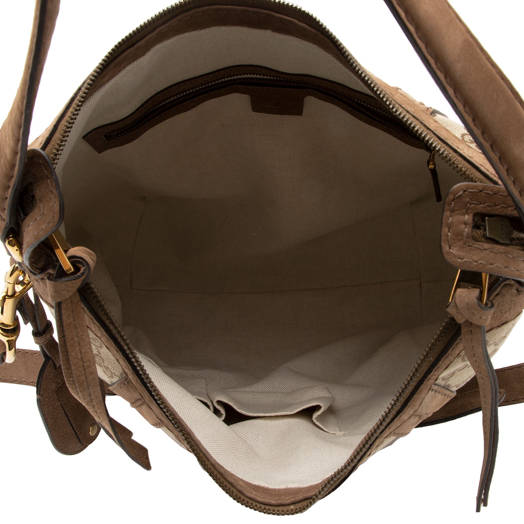 Gucci GG Canvas Suede Running Medium Hobo (SHF-FV9sin)