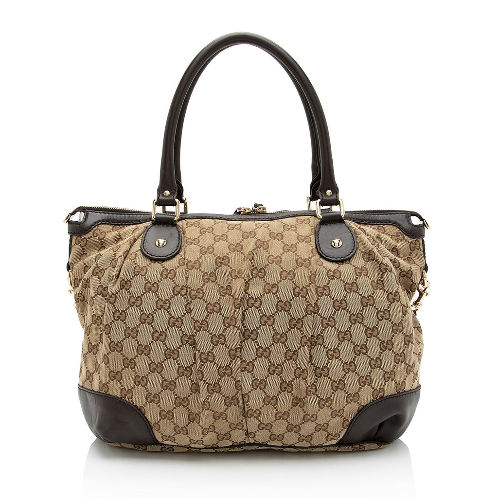Gucci GG Canvas Sukey Top Handle Large Satchel (SHF-UQfjnb)