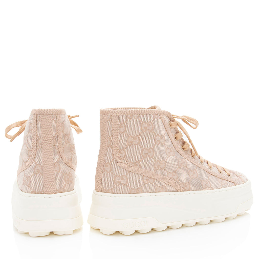 Gucci GG Canvas Tennis 1977 Platform High Top Sneakers - Size 10 / 40