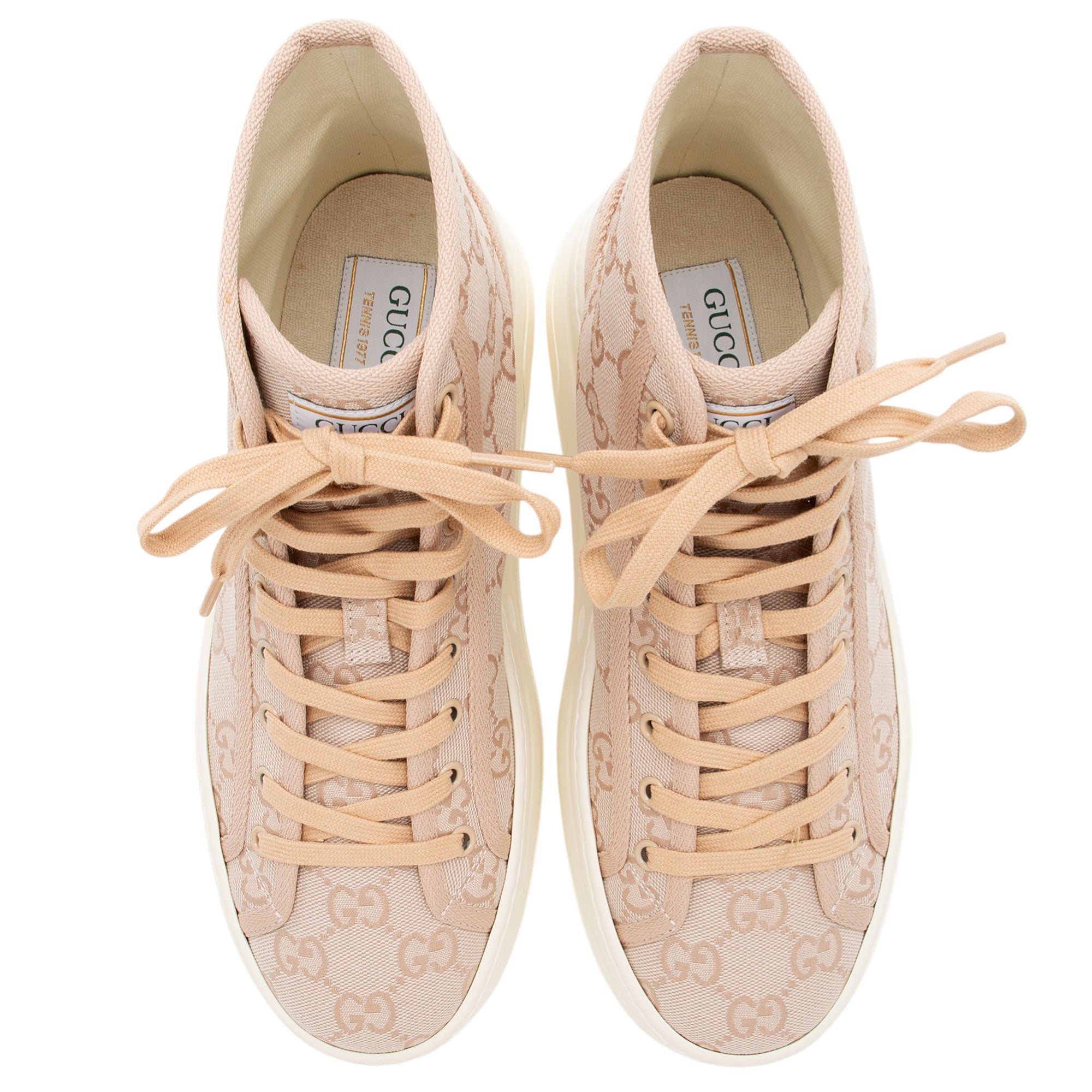 Gucci GG Canvas Tennis 1977 Platform High Top Sneakers - Size 10 / 40