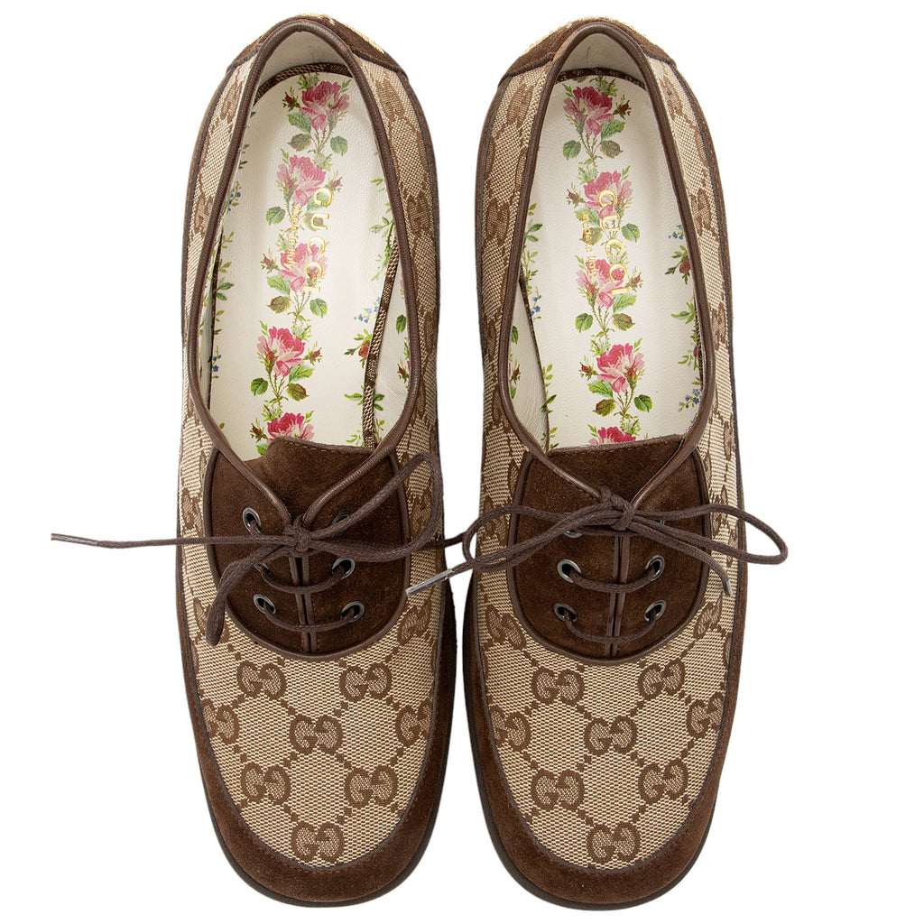Gucci GG Canvas Thompson Derby Loafers - Size 7 / 37 (SHF-qxTXdU)